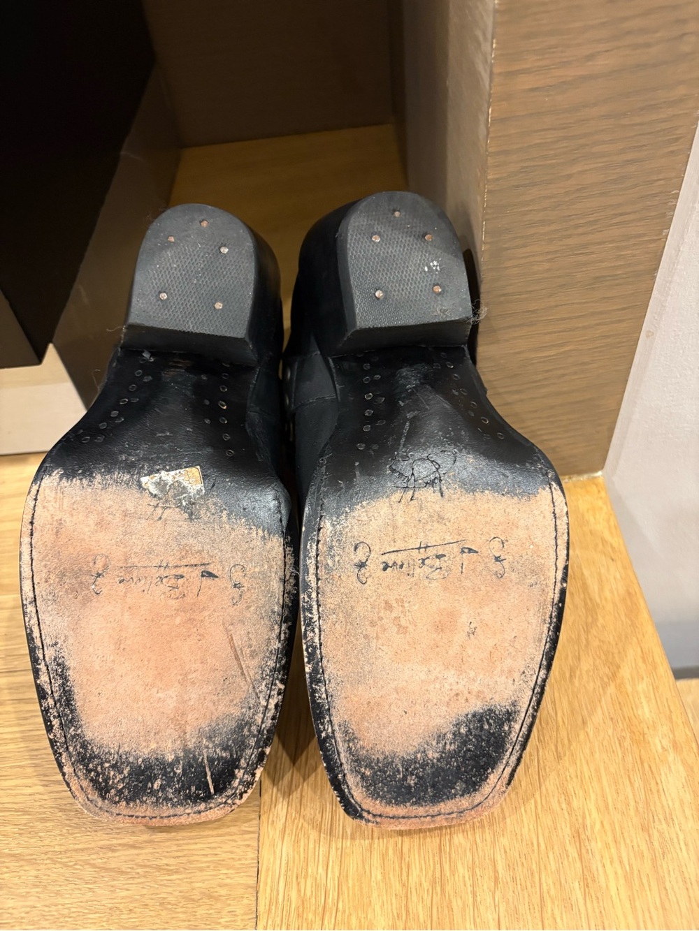 John Fluevog Black Leather Ankle Boots with Decorative Buckle - Picture 5 of 5